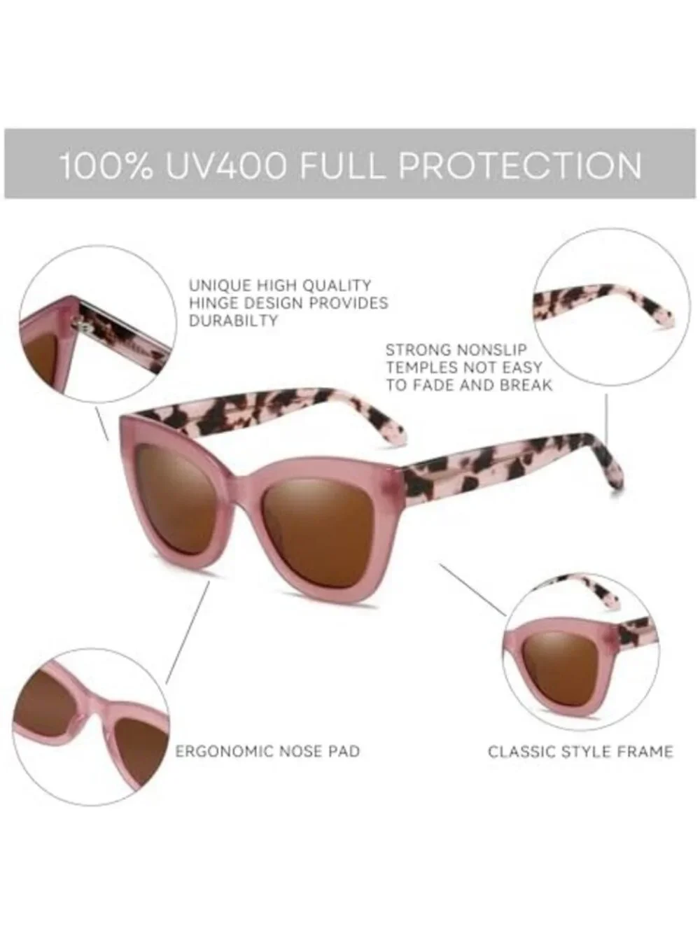 Trendy Polarized Retro Cat Eye Sunglasses for Women - UV400 Protection Shades